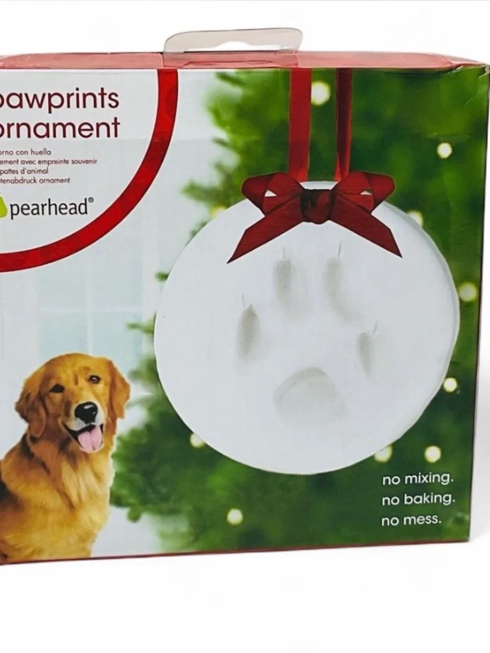 Pearhead Pawprints Ornament Kit in White and Red Accents